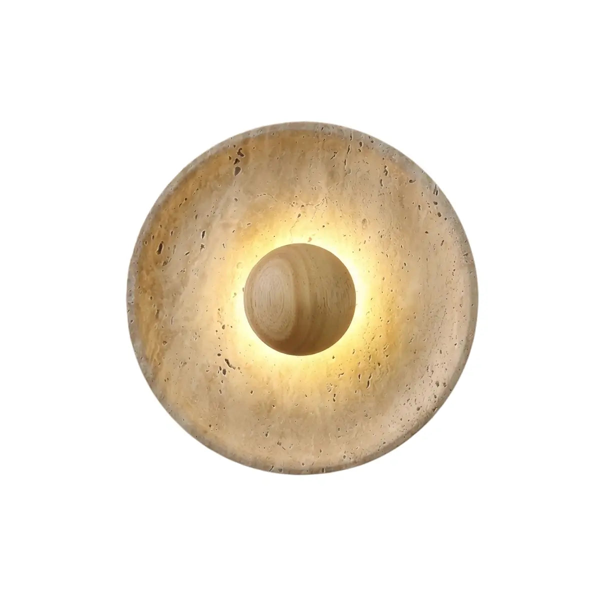 Minimalist Wall Lamp -- Yellow Travertine & Wood